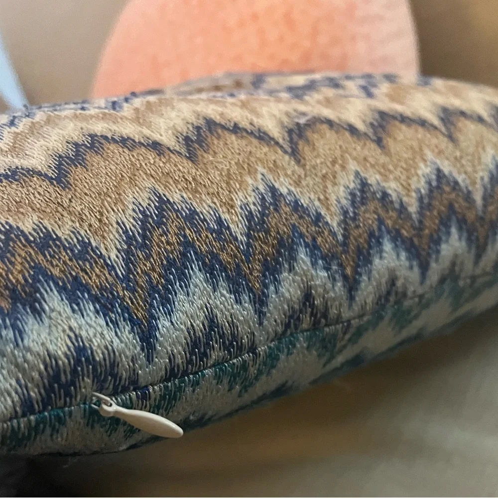 Missoni Jarris Cushion 16 Inch Blue Zigzag Throw Pillow 16x16